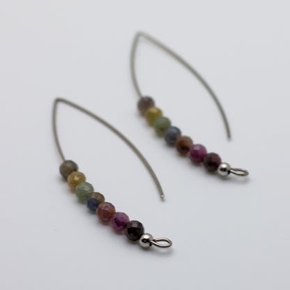 Ruby & Sapphire Wire Threader Earrings