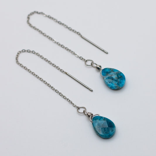 Apatite Chain Threader Earrings