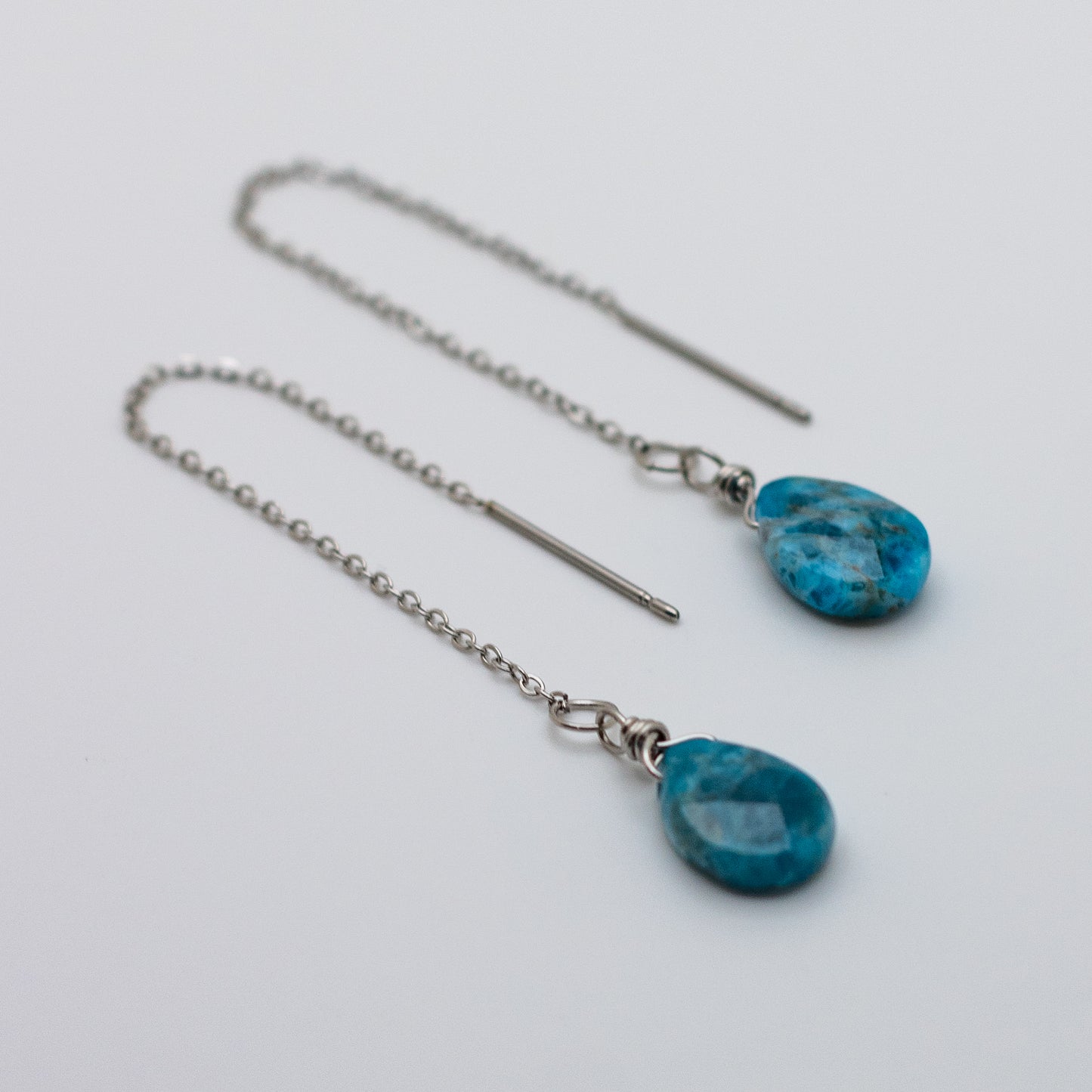 Apatite Chain Threader Earrings