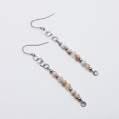 White and Orange Agate Drop Earrings