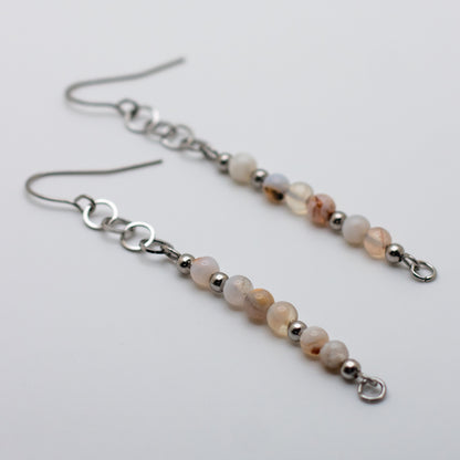 White and Orange Agate Drop Earrings