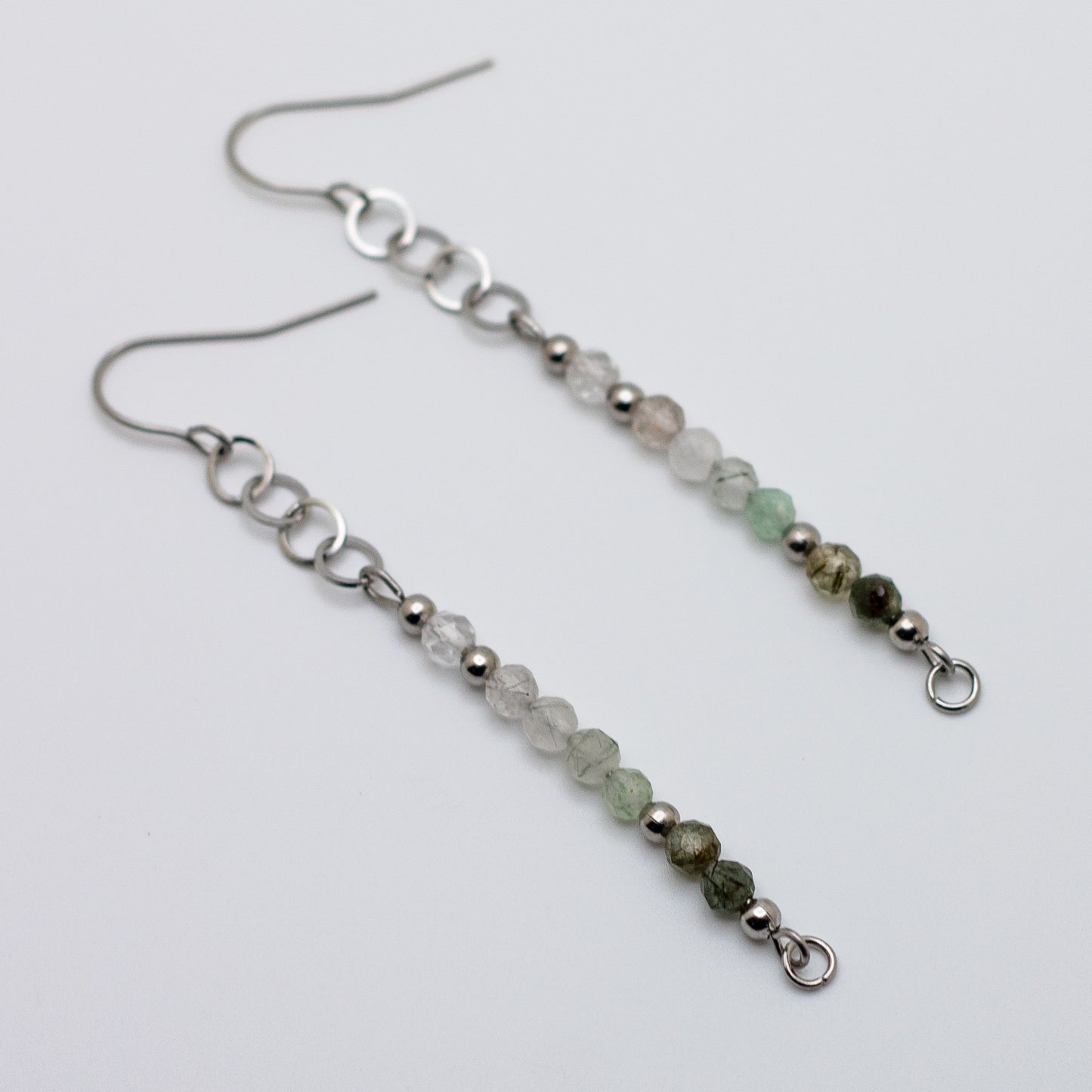 Green Rutile Quartz Drop Earrings