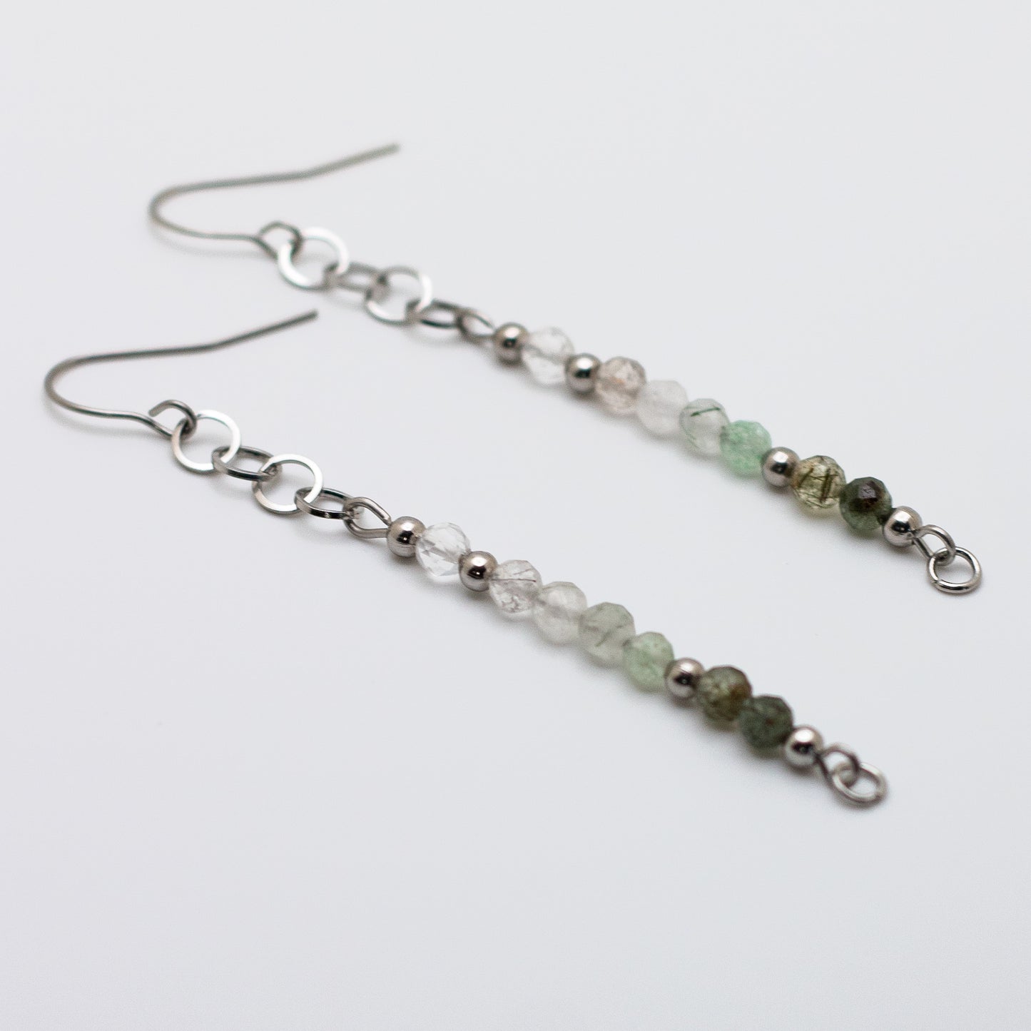 Green Rutile Quartz Drop Earrings