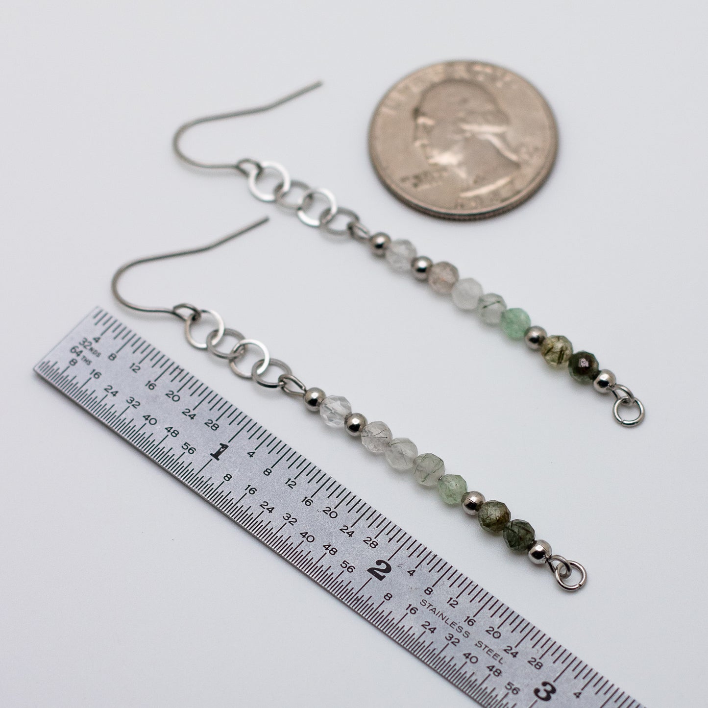 Green Rutile Quartz Drop Earrings