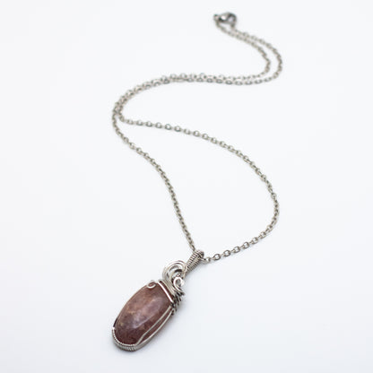 Strawberry Quartz Wire Wrap Necklace