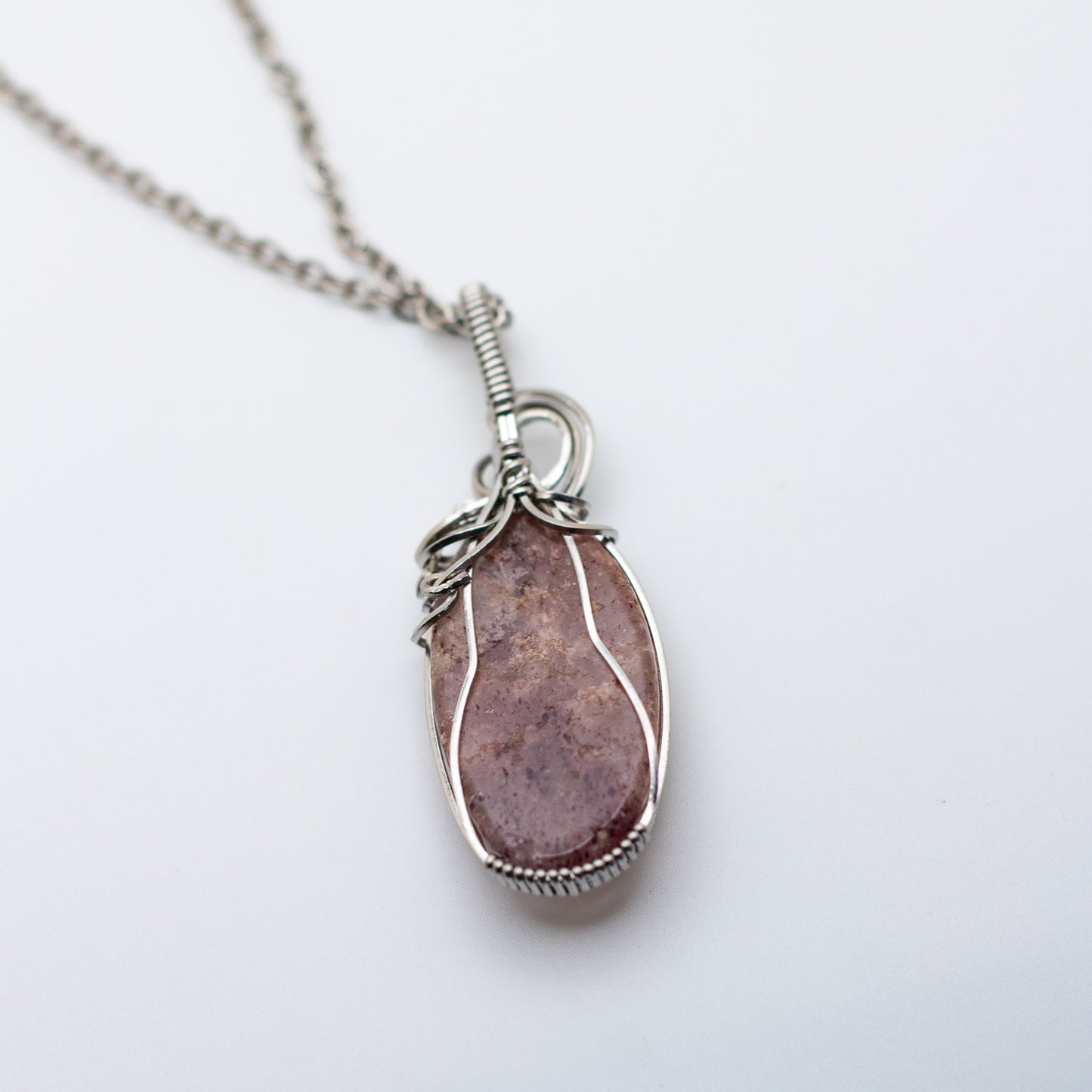 Strawberry Quartz Wire Wrap Necklace