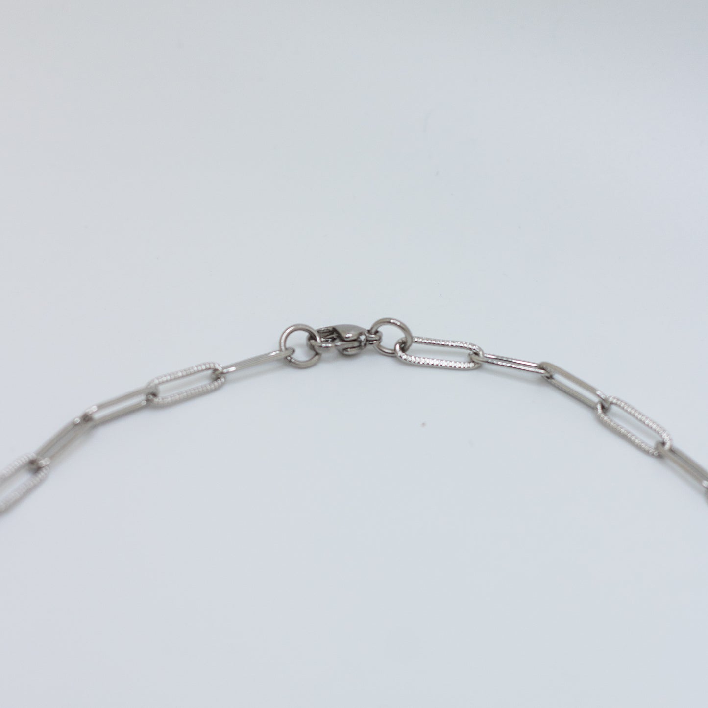 Abalone Bar Textured Paperclip Necklace