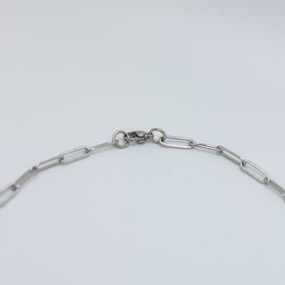 Abalone Bar Textured Paperclip Necklace