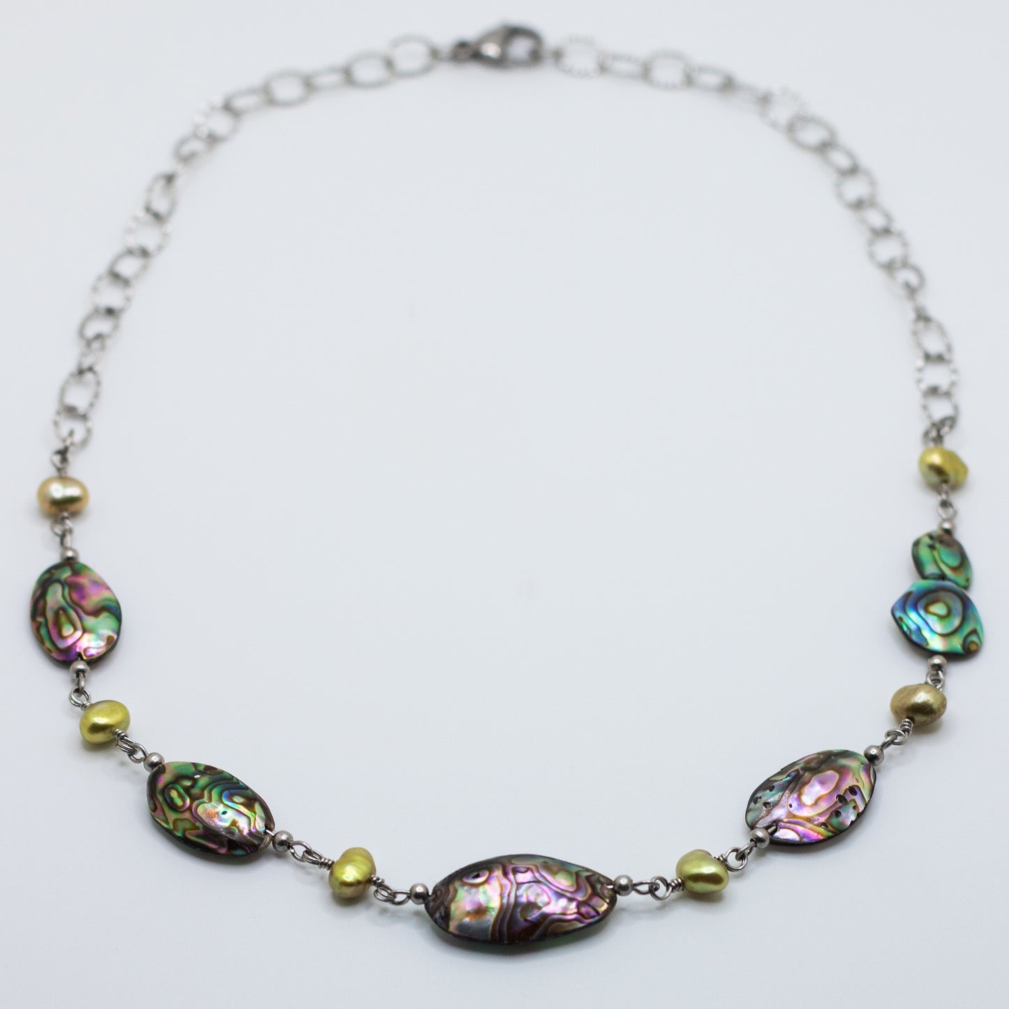 Abalone & Olive Freshwater Pearl Necklace
