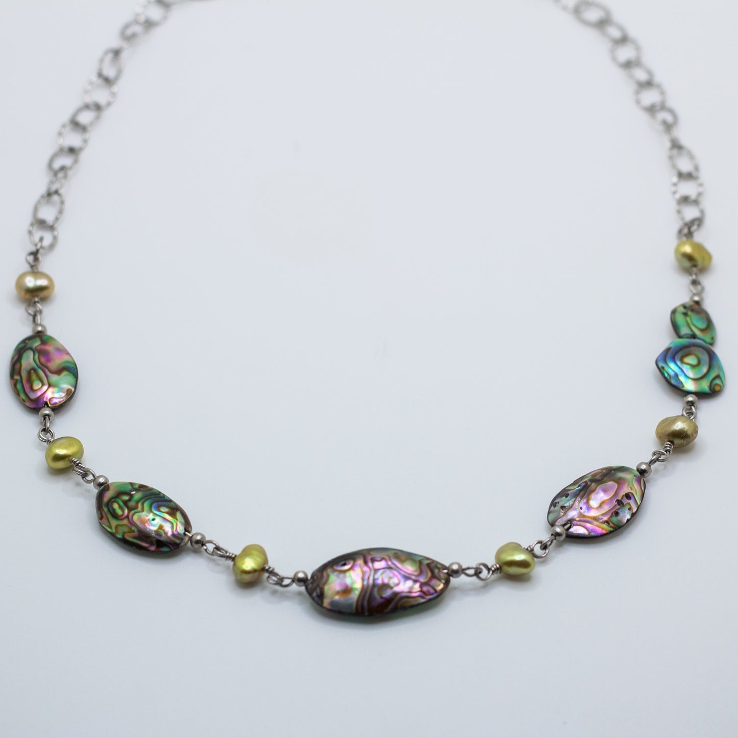 Abalone & Olive Freshwater Pearl Necklace