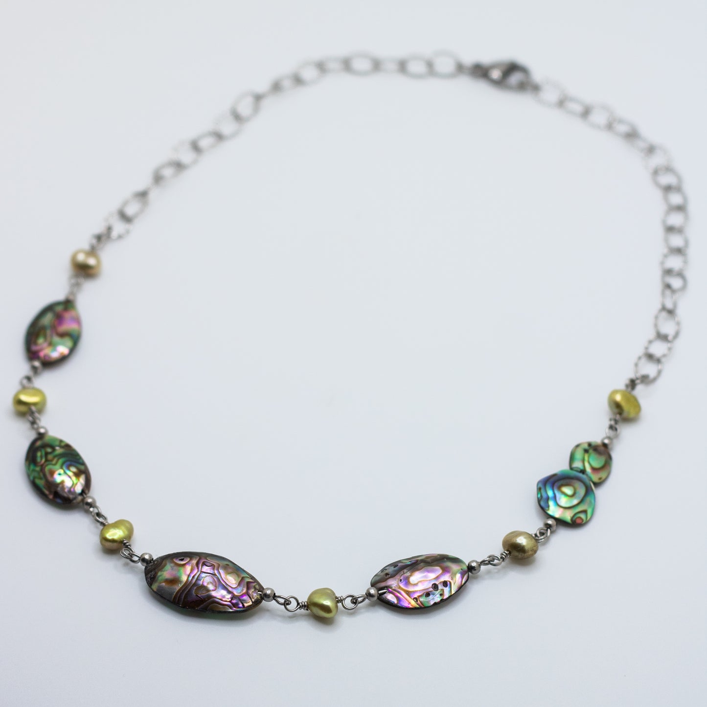 Abalone & Olive Freshwater Pearl Necklace