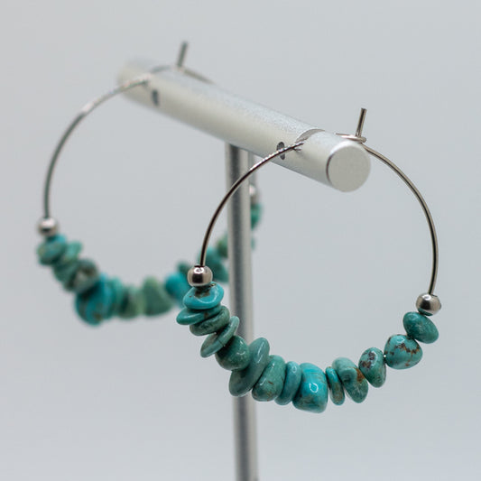 Turquoise Chip Hoop Earrings