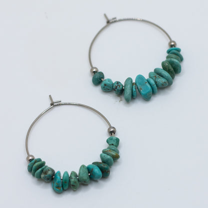 Turquoise Chip Hoop Earrings