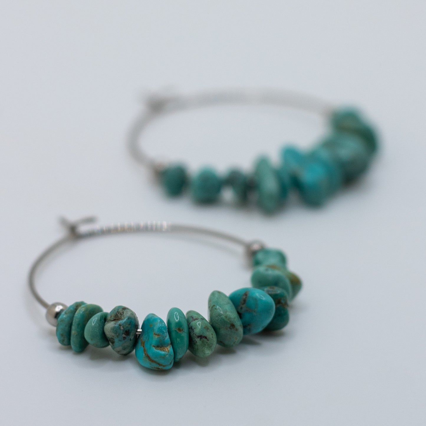 Turquoise Chip Hoop Earrings