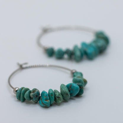 Turquoise Chip Hoop Earrings
