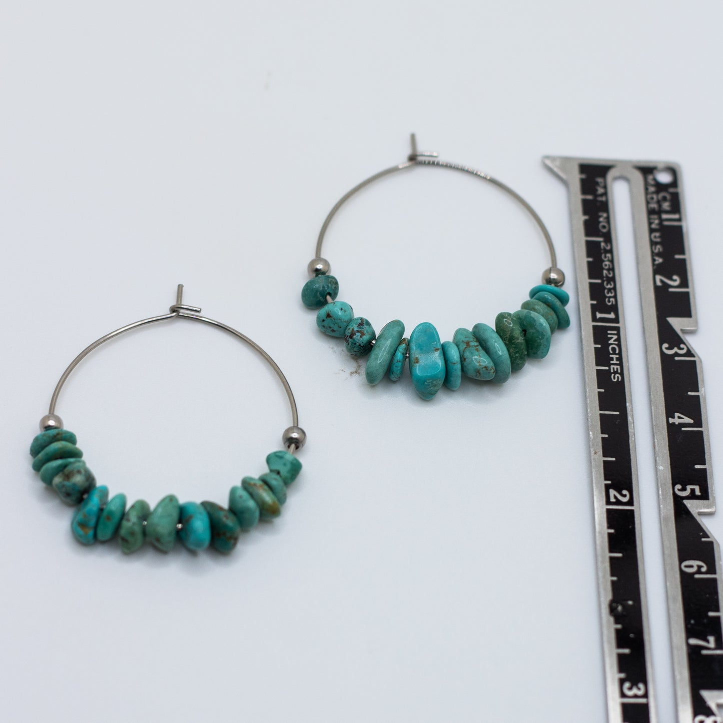 Turquoise Chip Hoop Earrings