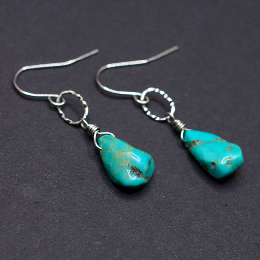 Turquoise Teardrop Link Earrings
