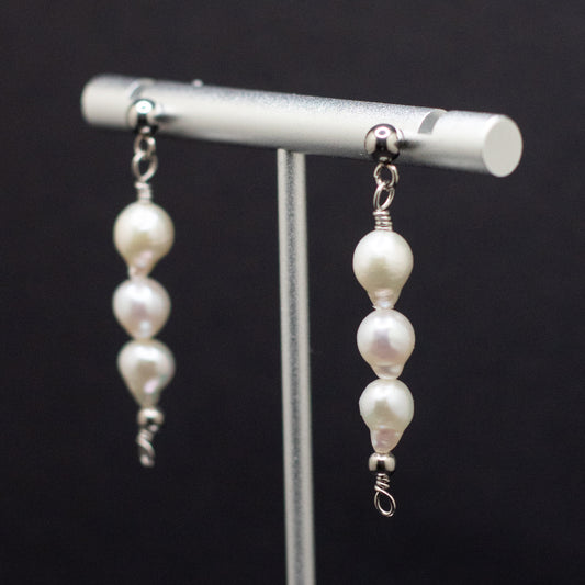The Anna Earrings | Classic Freshwater Pearl Trio Studs