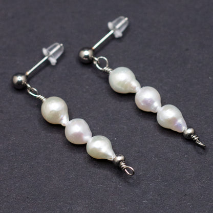 The Anna Earrings | Classic Freshwater Pearl Trio Studs