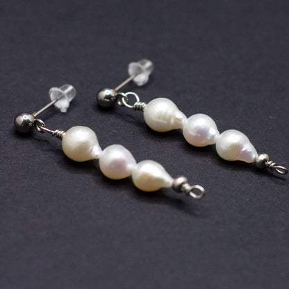 The Anna Earrings | Classic Freshwater Pearl Trio Studs
