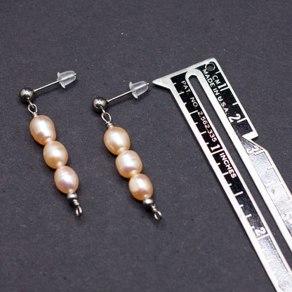 The Anna Earrings | Peach Freshwater Pearl Trio Studs