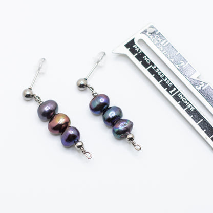 The Anna Earrings | Black Freshwater Pearl Trio Studs