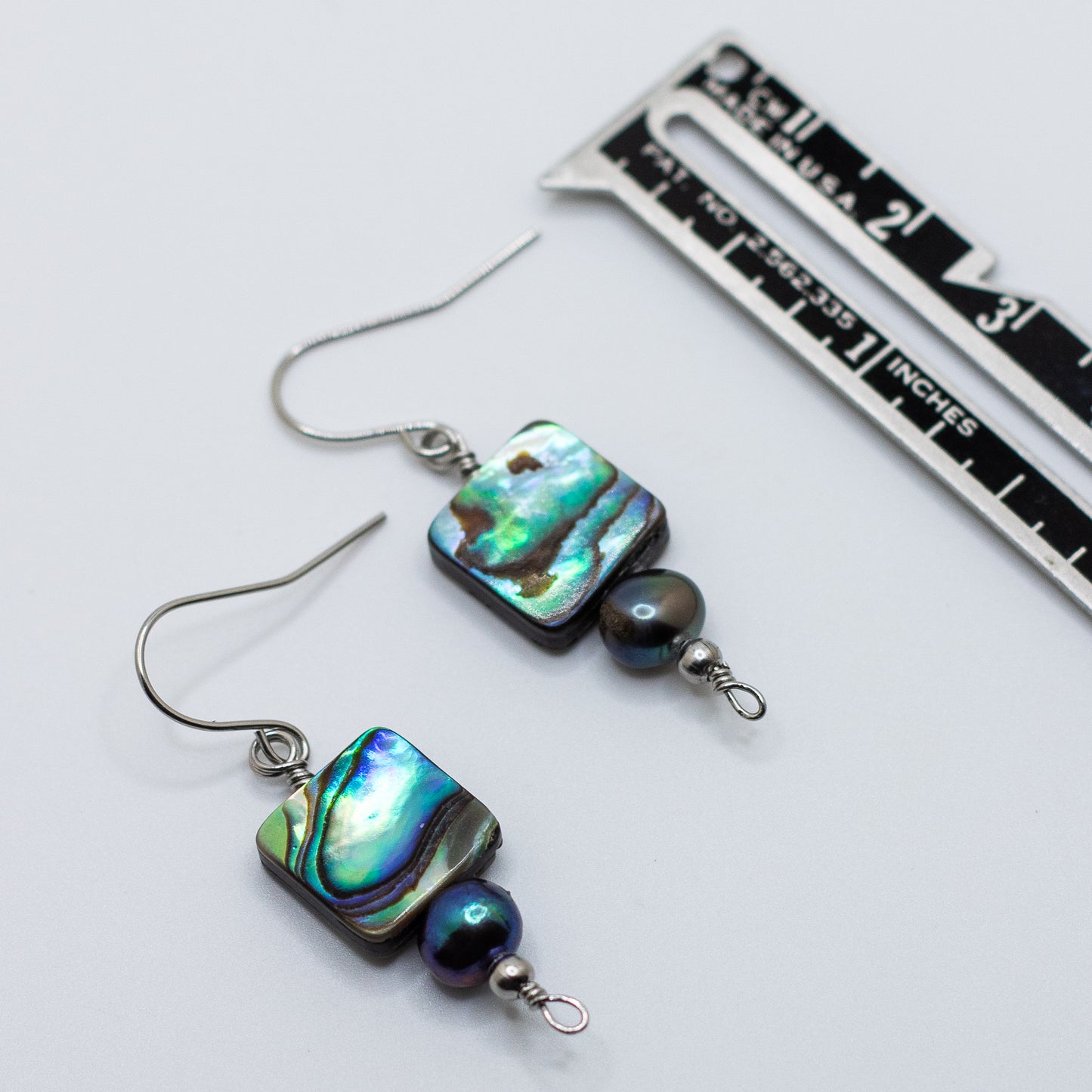 Abalone & Black Freshwater Pearl Earrings