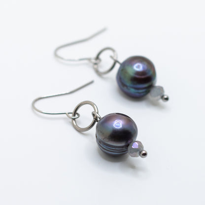 Midnight Pearl Drop Earrings