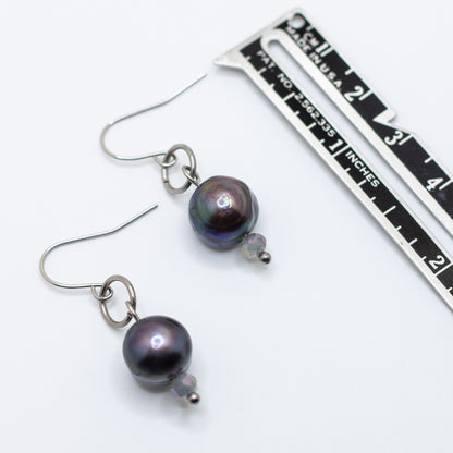 Midnight Pearl Drop Earrings