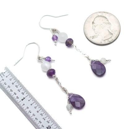 Amethyst & Moonstone Earrings (Sterling Silver)