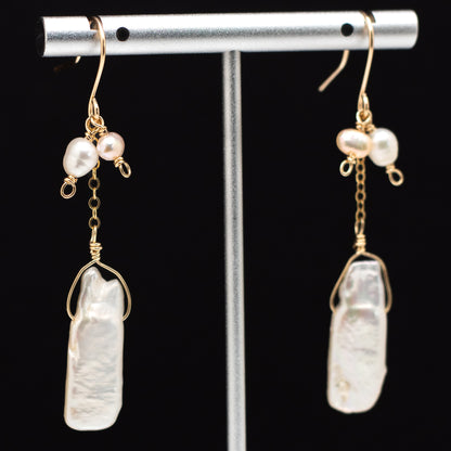 Keshi Pearl Charm Earrings (14K Gold Filled)