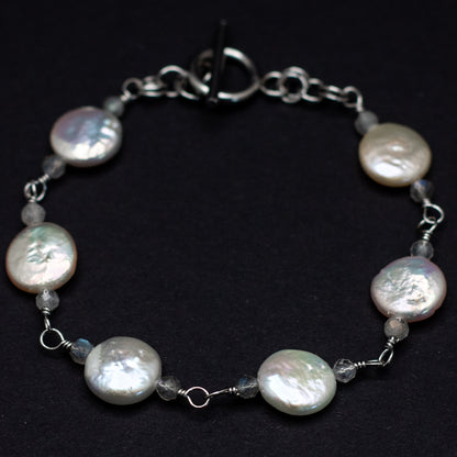 Classic Coin Pearl + Labradorite Bracelet
