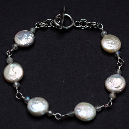 Classic Coin Pearl + Labradorite Bracelet