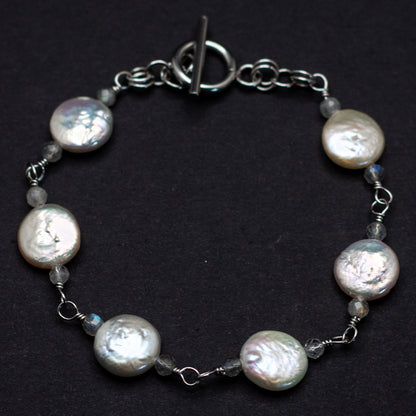 Classic Coin Pearl + Labradorite Bracelet