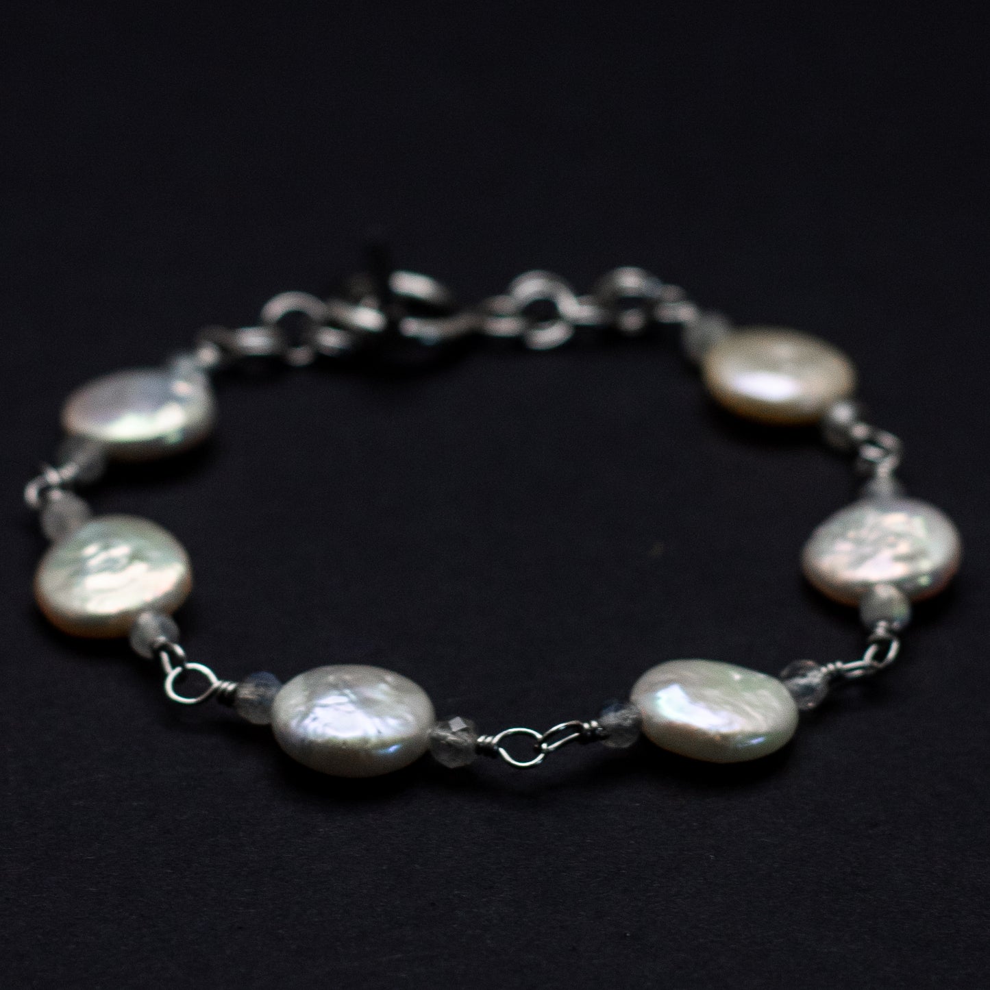 Classic Coin Pearl + Labradorite Bracelet