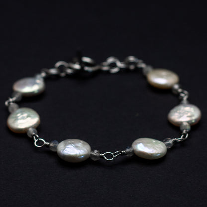 Classic Coin Pearl + Labradorite Bracelet