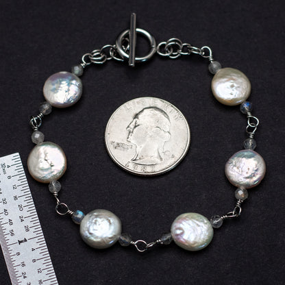 Classic Coin Pearl + Labradorite Bracelet