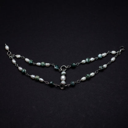 Tree Agate & Pearl Layered Bracelet