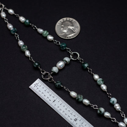 Tree Agate & Pearl Layered Bracelet