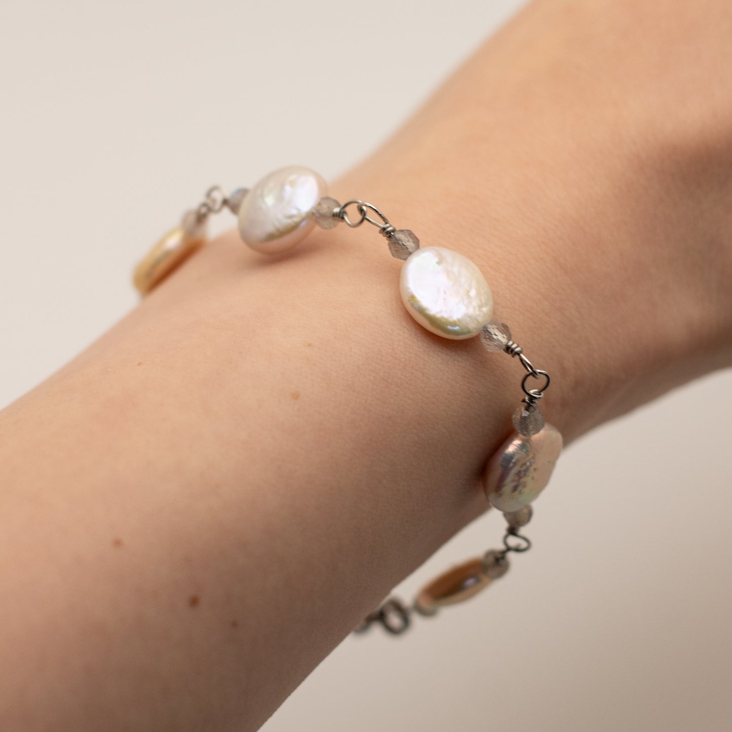Classic Coin Pearl + Labradorite Bracelet