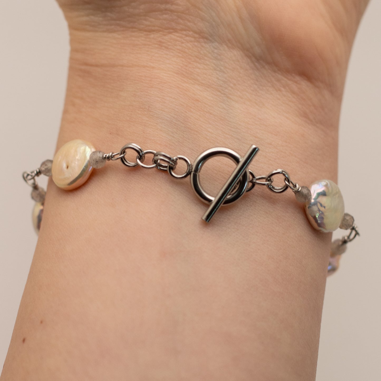 Classic Coin Pearl + Labradorite Bracelet