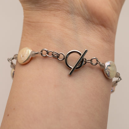 Classic Coin Pearl + Labradorite Bracelet