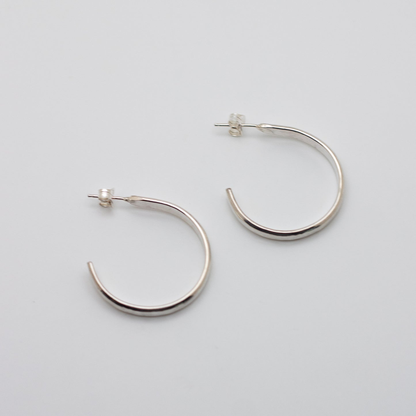 Hammered Sterling Silver Hoop Earrings