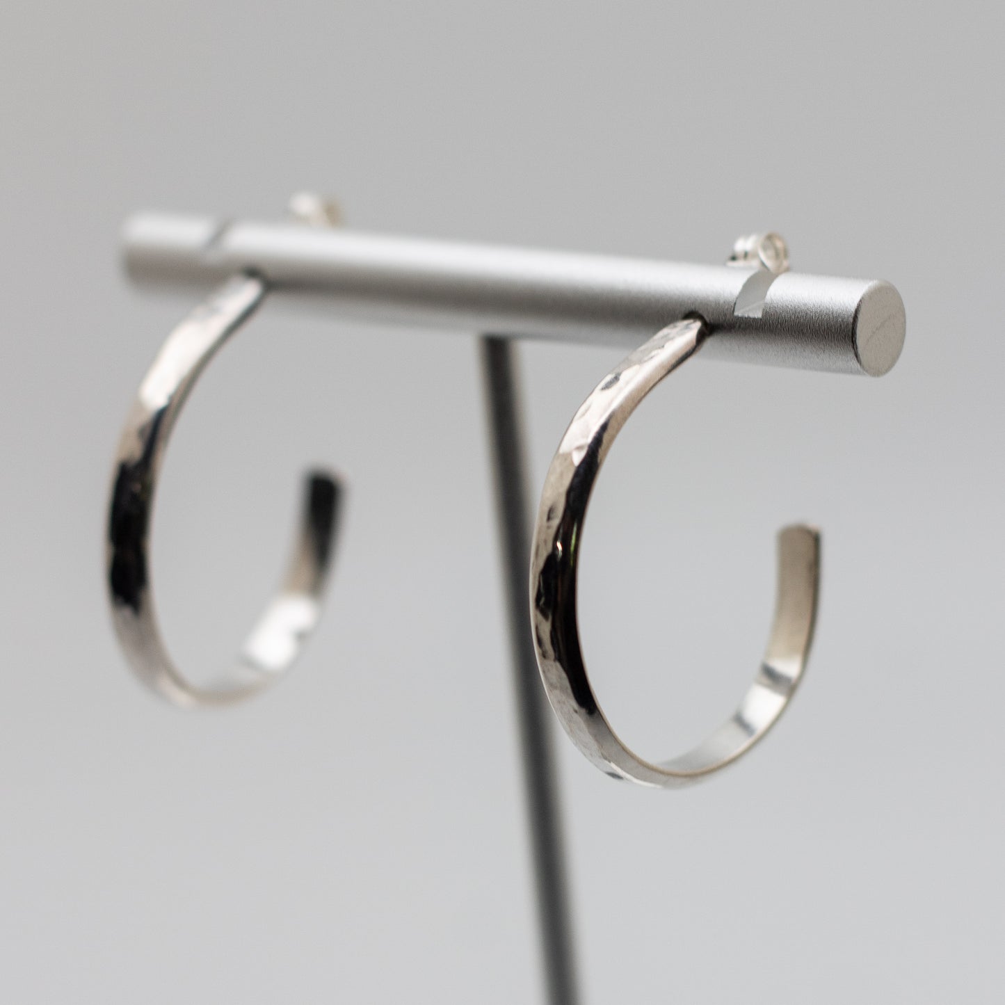 Hammered Sterling Silver Hoop Earrings