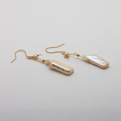 Keshi Pearl Charm Earrings (14K Gold Filled)