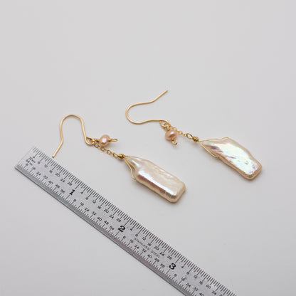 Keshi Pearl Charm Earrings (14K Gold Filled)