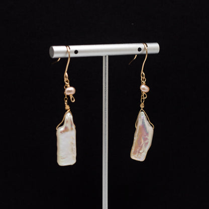 Keshi Pearl Charm Earrings (14K Gold Filled)