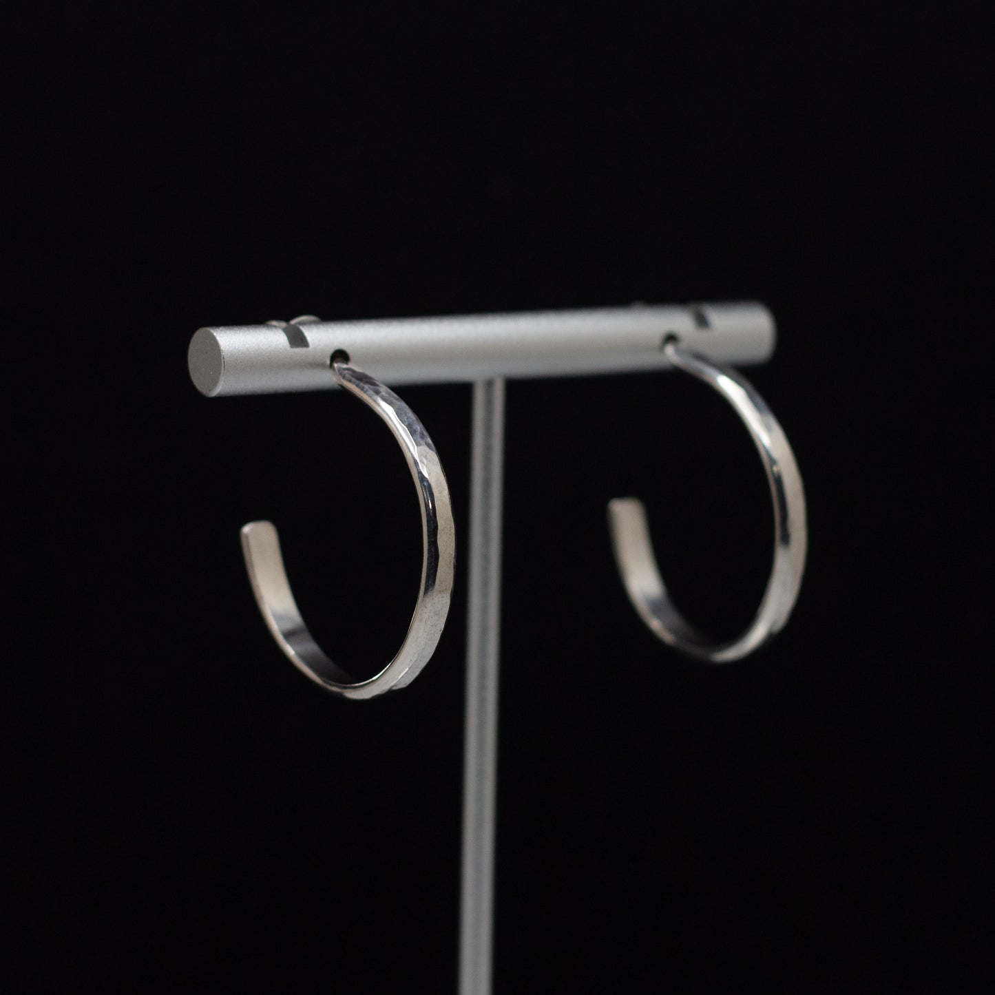 Hammered Sterling Silver Hoop Earrings