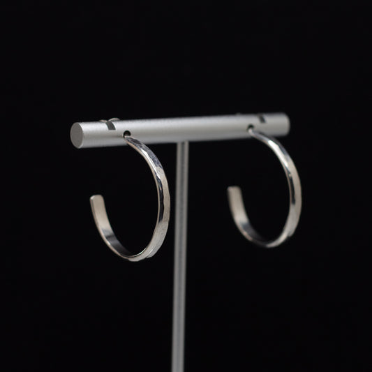 Hammered Sterling Silver Hoop Earrings