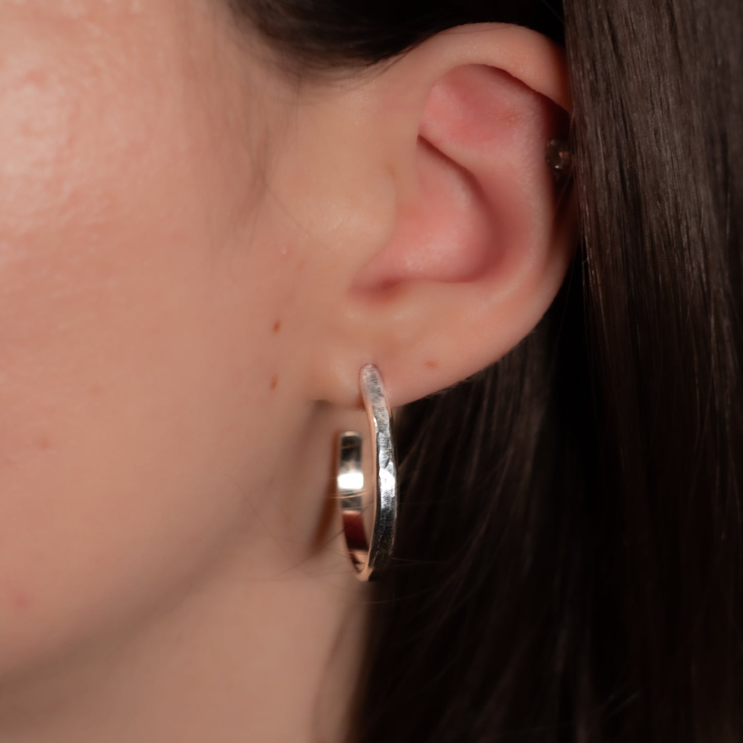 Hammered Sterling Silver Hoop Earrings